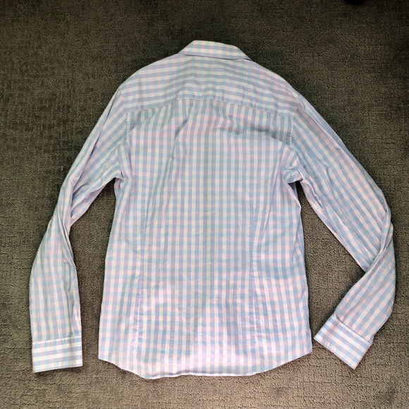 BAR III Pink, Blue and White Slim Fit Men's Button Down Shirt - Size Medium - Picture 2 of 7